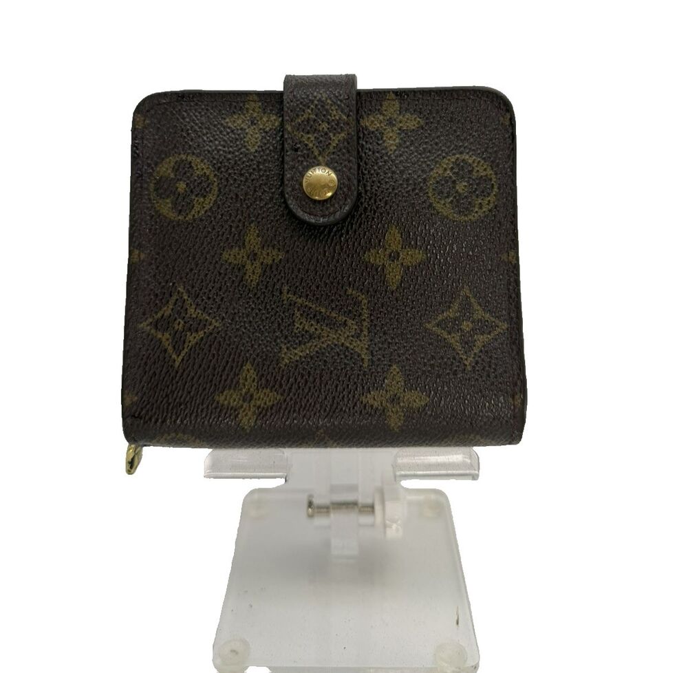 Authentic Louis Vuitton Monogram Zip Bifold Wallet Brown Made in France/124